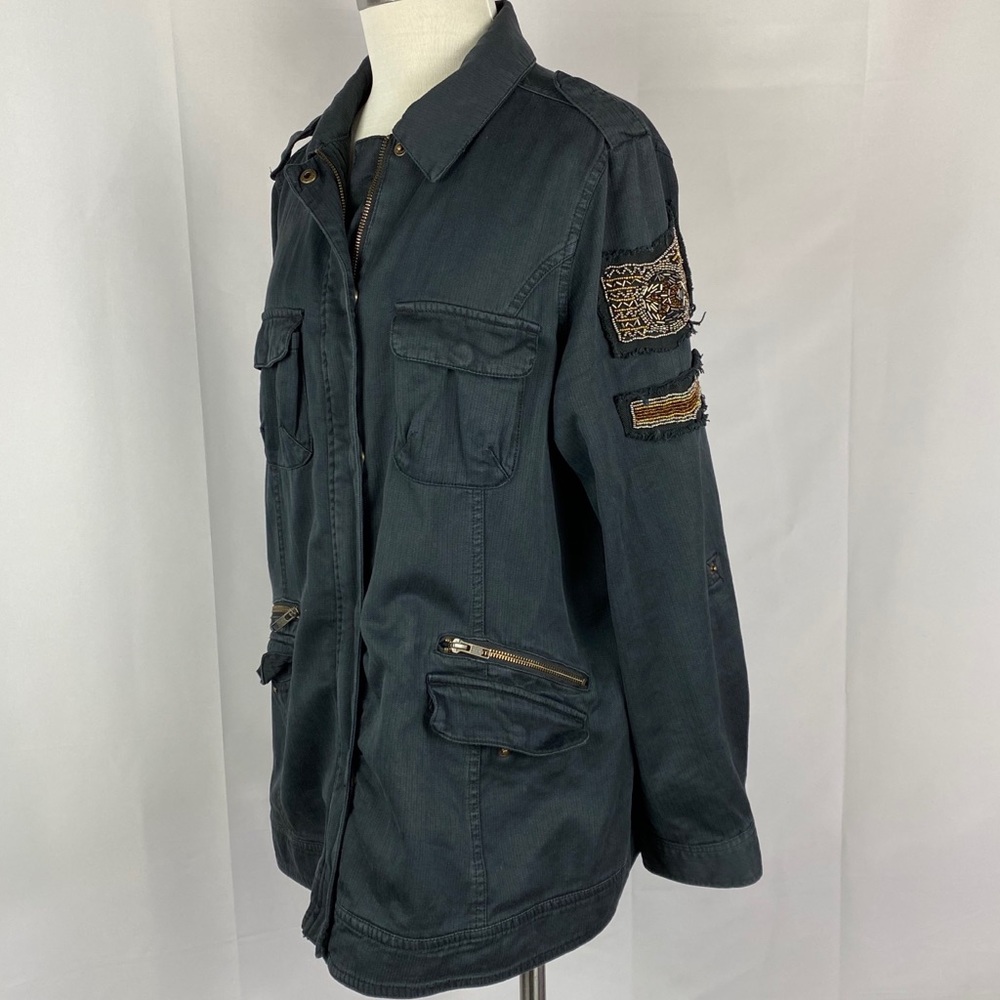 Torrid Women Jacket Beaded Stretch Twill Shirt Jac